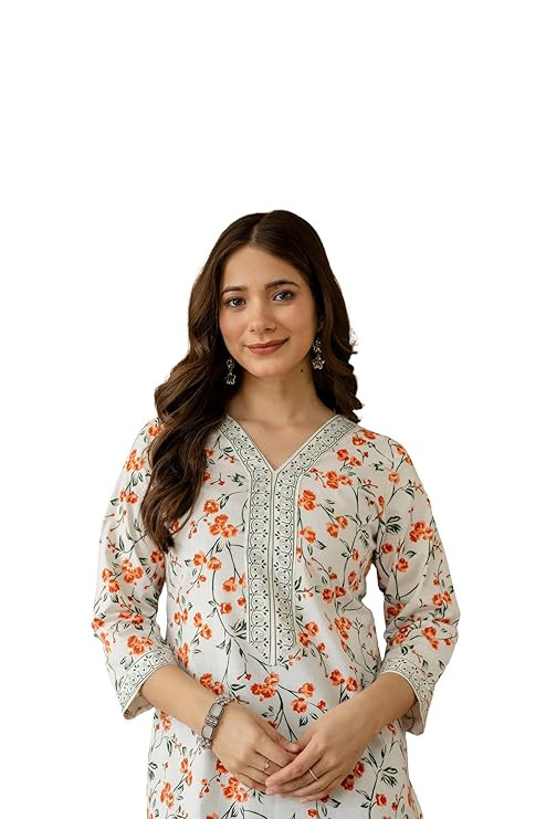 New Cotton Leaf Printed Casual Straight Kurta for Women | Women Formal Kurti