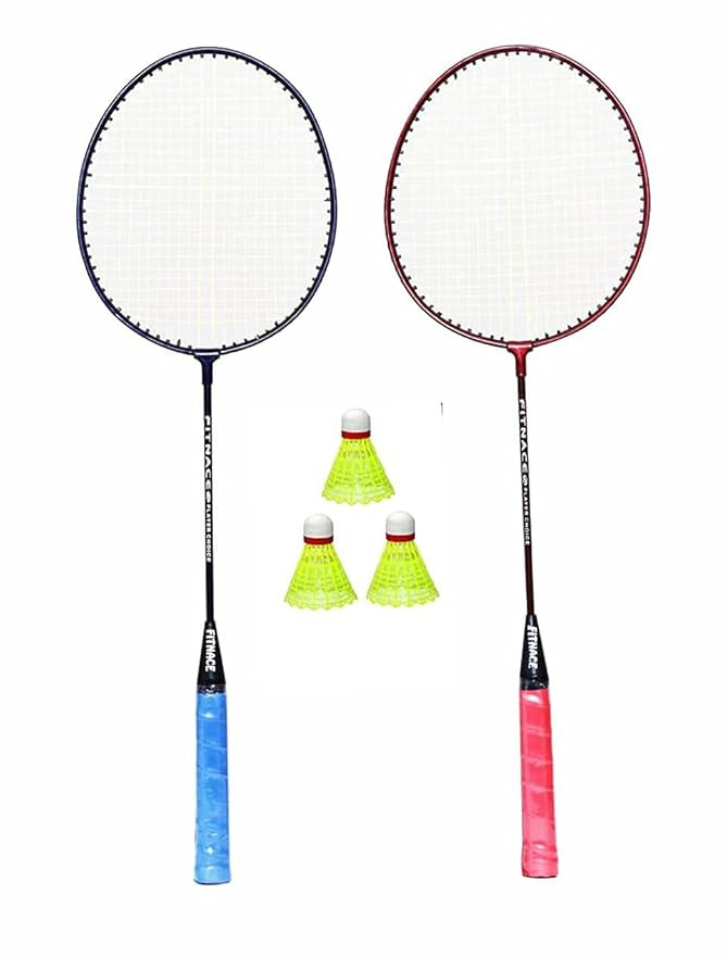 Badminton Racket Single Shaft 2 PC with Free 3 Shuttle Corks