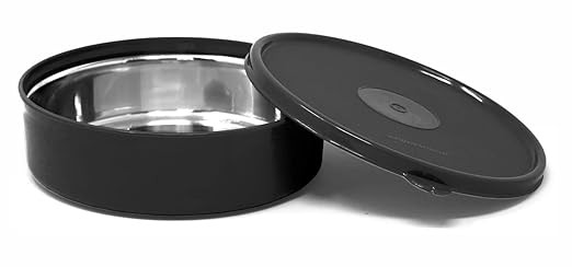 SIGNORA WARE Monarch Classic Stainless Steel Big Container | Microwave Safe | Spill Proof | Dishwasher & Refrigerator safe | Storing Leftovers | Useful for Office & School lunch (800ml | Black)