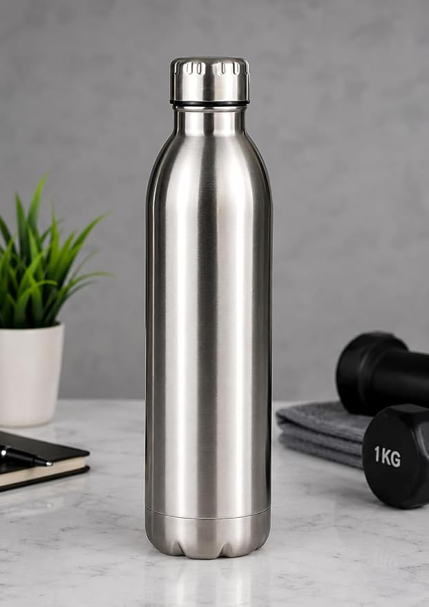 Stainless Steel Water Bottle Leak-Proof Reusable Metal Bottle | BPA Free, Gym & Travel Use, Durable Build, Sleek Metallic Finish, Sports & Hiking