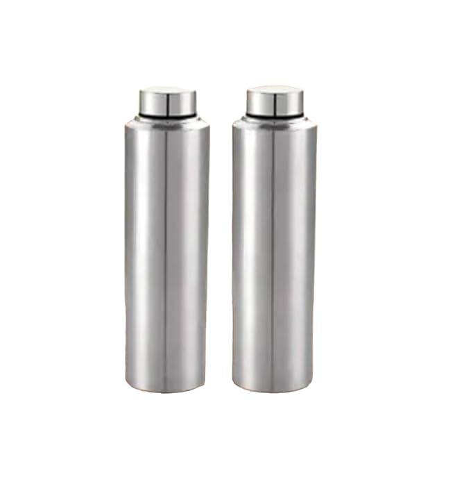 STEEL Stainless Steel Water Bottle (750ml) | Leak Proof, Durable & Rust Proof | Non-Toxic & BPA Free Steel Bottle | Single Valve Steel Bottle| 750ml Approx (Silver, Set Of 2 Bottle)