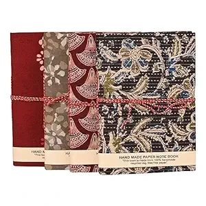Big Diary Notebook - 50 Pages, A5 Size, Handmade Fabric Cover - 17x15 cm, Premium Paper, Ruled Journal for Writing, Ideal for Office, School, or Personal Use - Pack of 2