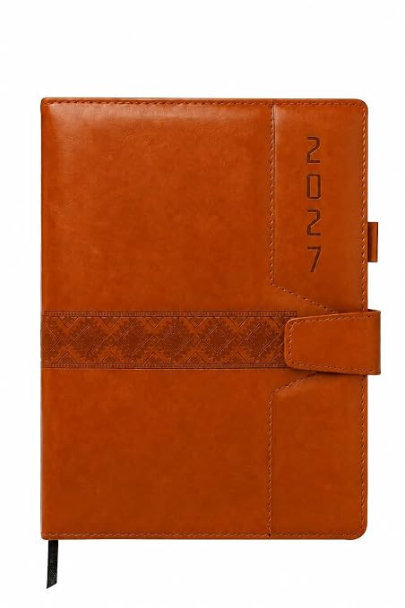 2027 Diary with Dates, 2027 Daily Planner Full Page Per Day with Monthly Calendar, New Year Diary 2027 80 GSM Size B5 25x17cm, 365 Days Aesthetic Book & Daily Notebook - Wood Grey