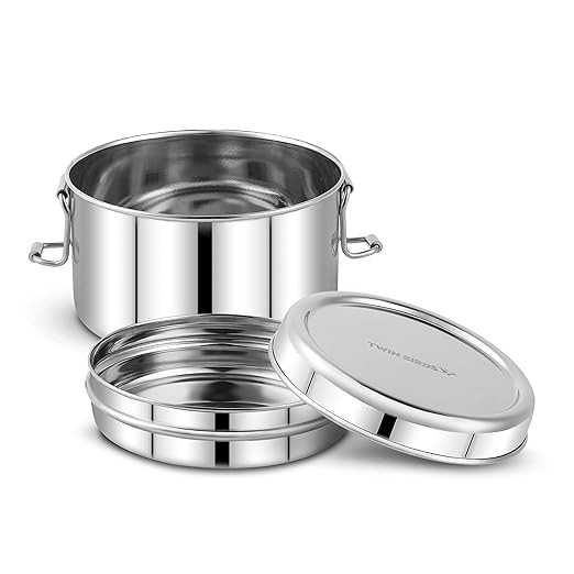 TWIN BIRDS Caravan - 2 Tier Lunch Box Stainless Steel Tiffin Box for Lunch 2 Containers ILeak Proof, Rust Proof, Food Grade Steel | 2 Tier Compartment Lunch Box for Office/Food Container with Handl