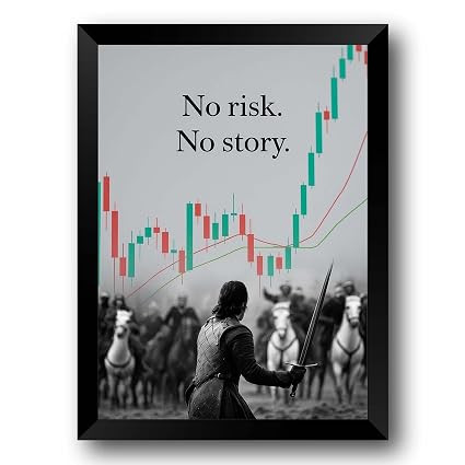 No Risk No Story Motivational Trading Wall Art, Stock Market Candlestick Poster, Investor Mindset Quote Print, Trading Office Decor Frame (13.6 inch x 10.2 inch).