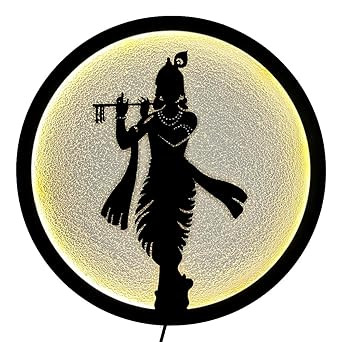Krishna LED Backlit Wall Lamp | Moon Wall Light & Room Décor Wall Lights for Home Decoration | Wall Lamps for Living Room & Bedroom | No Adapter Required
