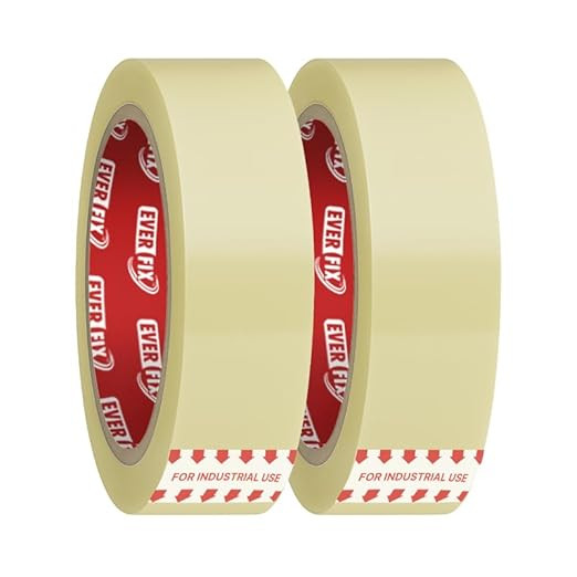 Transparent BOPP Packaging Tape, 24mm (1 Inch) x 65 Meter, Strong Adhesive Carton Sealing Cello Tape for Shipping, Office, Gift Wrapping & E-commerce, Pack of 2