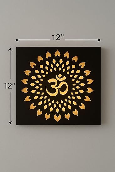 Creation Wooden Om Mandala Wall Hanging With Backlit LED Light Wall Decor for Living Room & Bedroom | Handmade Home Decorative Items for Home And Office | Best Gift Items 12 Inches
