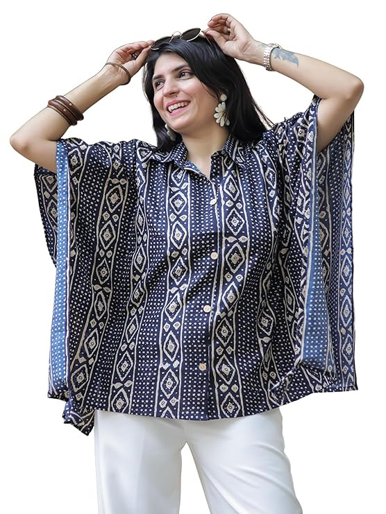 Women's Cotton Blend Printed Kaftan Tunic Top | Summer Kurti