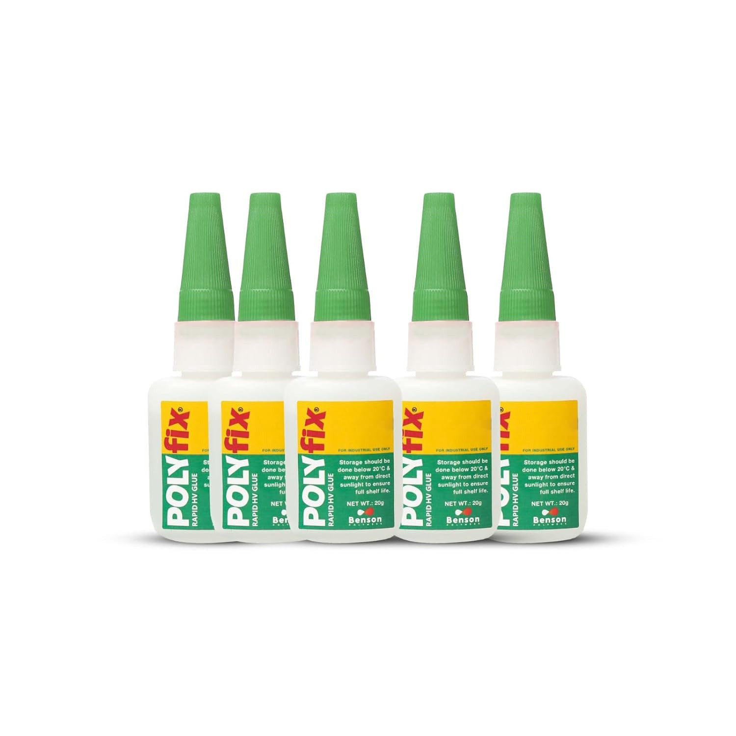 Polyfix Rapid HV Glue for adhesion of MDF, Furniture, PVC/WPC board, Mica, Charcoal, Rubber, Ceramics, Metals, Plastics, Stone, Marble etc. - 20g (Pack of 5)