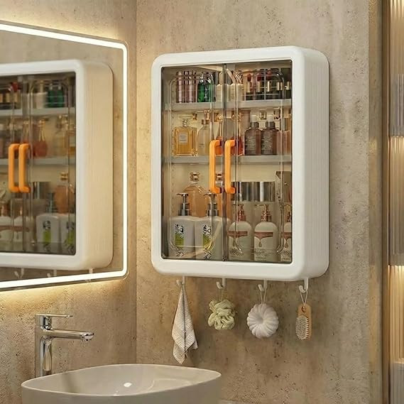 Wall Mounted Storage Cabinet for Kitchen & Bathroom/Multipurpose Kitchen Cabinets Storage Racks/Space Saving Storage Cabinet/Cabinet Organizer(White, Plastic)