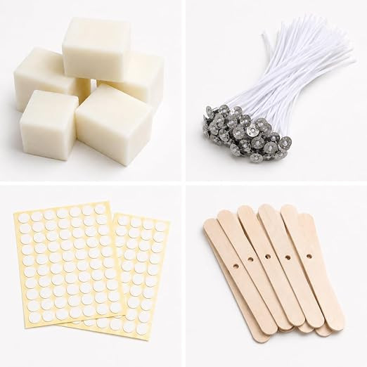 Ignique Soy Wax Candle Making Kit | 1kg Natural Soy Wax, 50 Pcs 5-Inch Wicks, Wick Stickers & 10 Wooden Holders (DIY Candle Supplies)