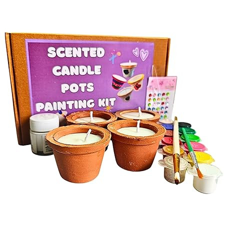 Make-Believe Scented Candle Pots Painting Kit, Christmas/Festive Gift for Kids, Soy Wax Candles for Painting, Creativity kit for Kids
