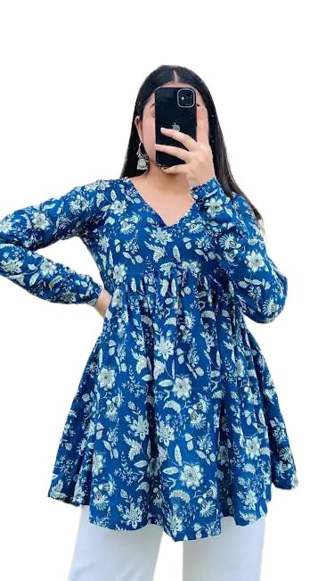 Women's Rayon Printed Peplum Top | Top for Office | Women's Tunics | Short Kurti Women | Regular Fit