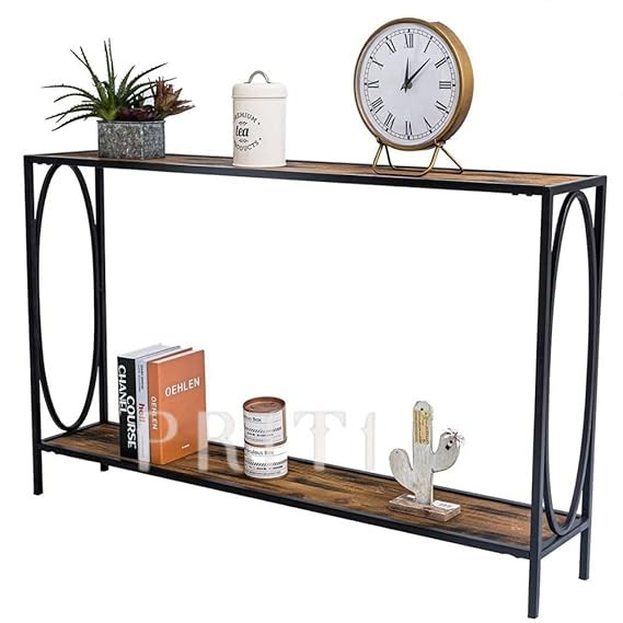 Narrow Console Entryway Table, Rustic Surface Skinny Sofa Table with Storage Shelves 47.25 x 9 x 29 Inches, for Hallway, Entryway, Living Room (2-Tier Console Table)