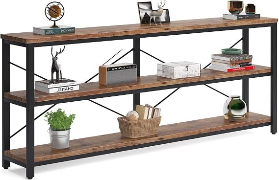 Engineered Wood Console Table for Living Room | 180 CM | Entryway Table with Shelf Storage Shelf | Sofa Side Table | Hallway Furniture | Brown | DIY