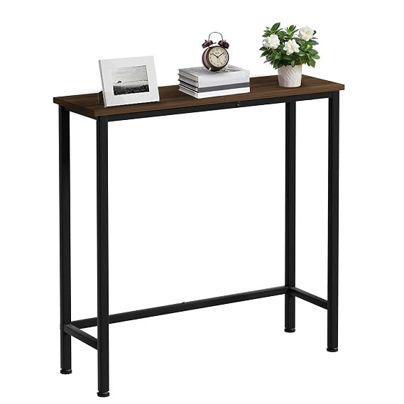 Console Table, 29.5" Small Entryway Table, Accent Slim Hallway Table, Thin Sofa Side Table for Hallway, Bedroom, Living Room, Foyer, Dark Brown
