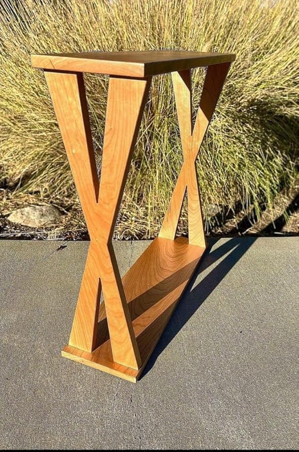X-Frame Console Table, Wooden Narrow Entry Table with Shelf, Natural Wood Finish
