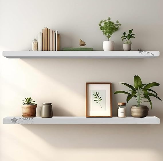 Floating Wall Shelf| Wall Rack Shelf | Wall Mount for Living Room, Bedroom, Kitchen… (Set of 2 White, XX-Large (24inches))