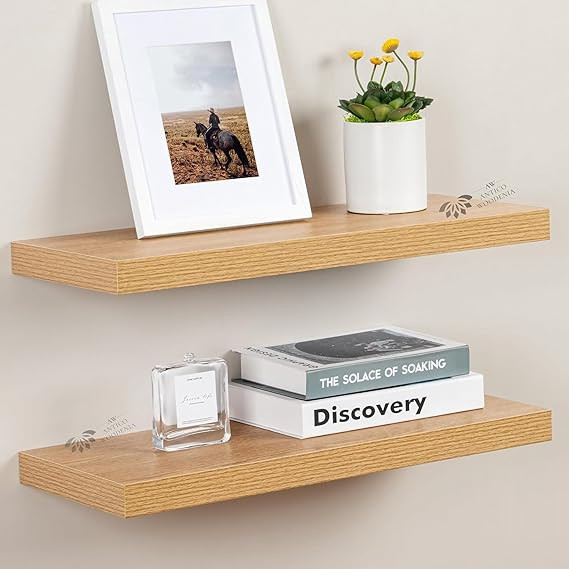 Wall Shelf| Wall Mount| Wall Rack| Wall Bracket for Home and Office Decor | Big Mounted Cabinets (Set of 2, Bavarian Oak, Large)