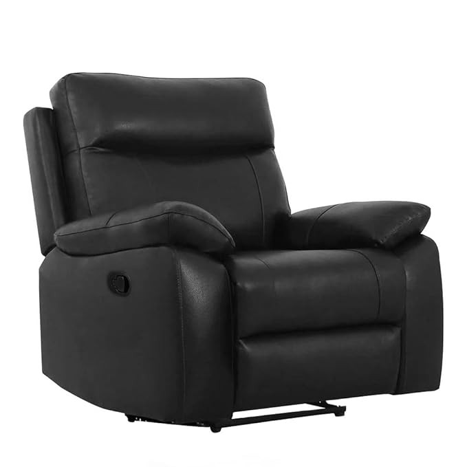 Manual Recliner | Single Seater Recliner Chair in Leatherette (Manual Recliner, Black)