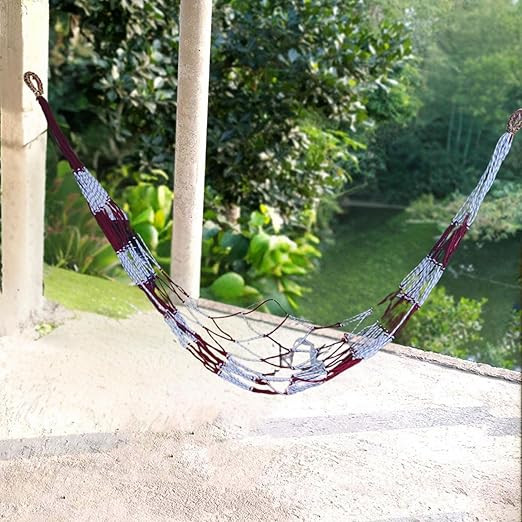Portable Cotton Rope Hammock Swing for Outdoor & Indoor Use – Multicolor Striped Travel Sleeping Bed for Camping, Garden, Balcony & Tree Hanging | Lightweight & Durable jhulna for Adults