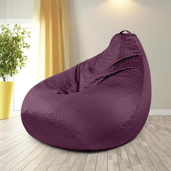 5XL Bean Bag Cover Only | Premium Canvas Bubble Fabric | No Sweat Washable Material | Double Protection Zip & Velcro | Double Stitched with 1 Year Warranty | Beans Not Included - Purple