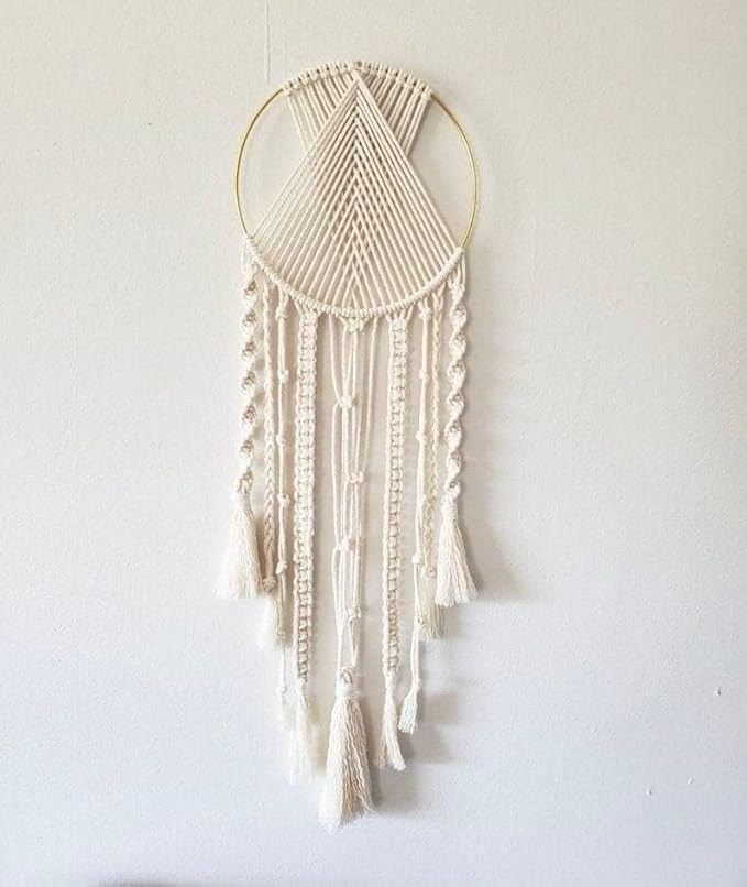 Handmade Macrame Round Dream Catcher Pack of 1 | WBDC 26 | Boho Wall Hanging Decor, Best Gift for Friends, Marriege Party, Home, Bedroom, Living Room Decoration 32" H x 12" W