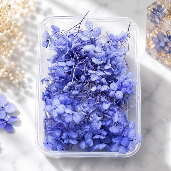 Hydrangea Dry Flowers for Resin Art English Blue Color Natural Preserved Dried Flowers for Epoxy Resin Jewelry Making UV Resin Candle Decoration Nail Art