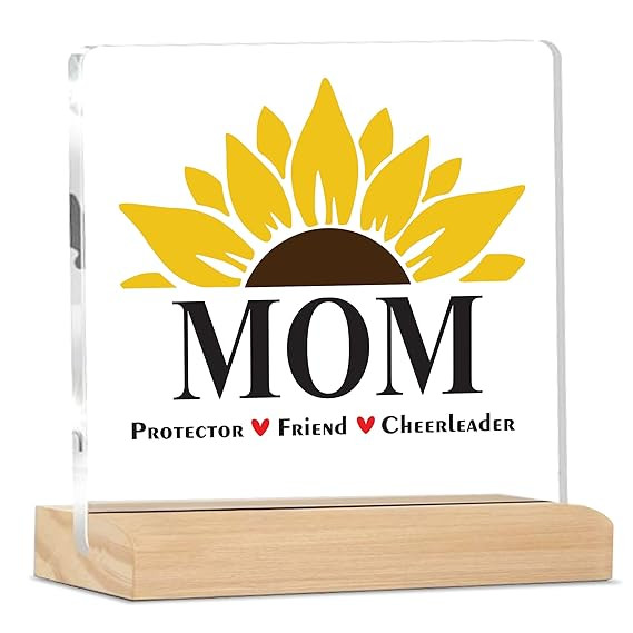 Sign Mom Protector Plaque With Wood Stand | Mother's Day Gift | Gift for Mom Home Office Desk Decor | (4 X 4 Inches) MP_02