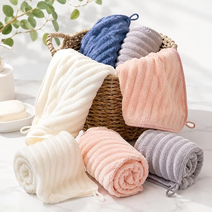Microfiber Hand Towel Set of 4/8 – Super Absorbent Quick Dry Kitchen & Bathroom Towels with Hanging Loop | Ultra Soft Multipurpose Cleaning & Face Towels for Home, Gym & Travel Pack of 4