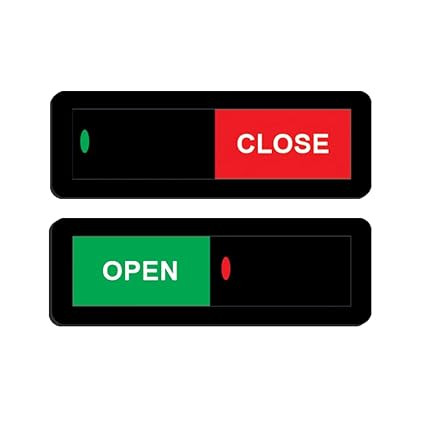 Open Close Slider Privacy Signage Board for Business Door - Self Adhesive and Double Tape for Any Surfaces Material: Acrylic, Black