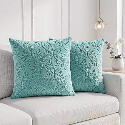 Yellow Weaves Jacquard Cushion Covers | Sofa Cushion Covers | Throw Pillow Cover for Sofa, Couch, Living Room| Removable & Washable | 16x16 Inches, Set of 2 (Powder Blue)