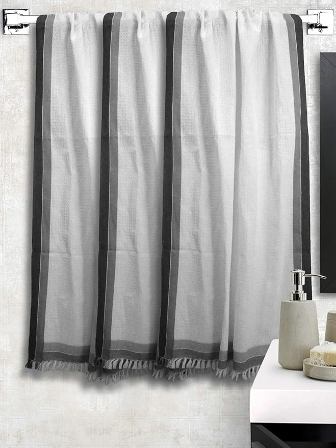 Living Premium Cotton Grey Color Bath Towel 75x150 cm – Lightweight, Soft & Absorbent, Quick-Drying, Skin-Friendly, Luxury Quality, Durable Towel for Home & Travel Use | Pack of 3