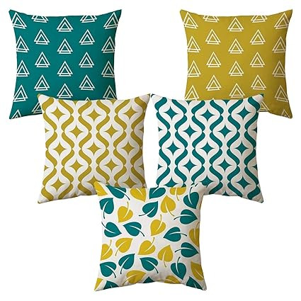 AEROHAVEN Set of 5 Multi Colored Decorative Hand Made Jute Cushion Covers - CC14 - (12 Inch x 12 Inch)