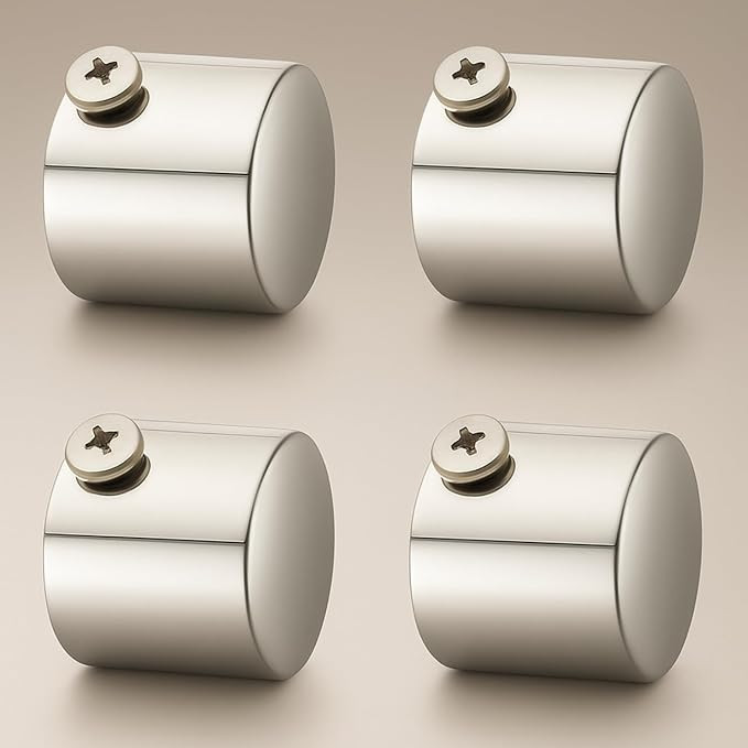 Heavy Stainless Steel Decorative Round Curtain Rod End Cap Finials for Door and Window 1 Inch Curtain Rod Accessories- 4pcs