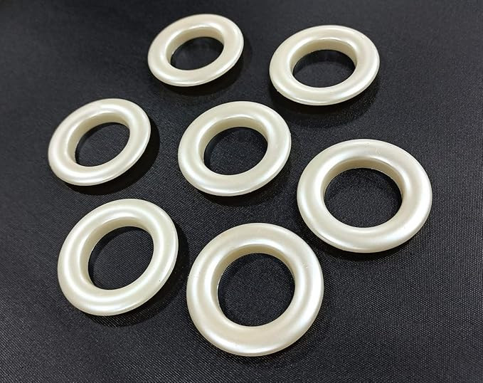 Curtain Eyelet Rings with Flexi Lock, Suitable for Any 1 inch Curtain Rod - Pearl Colour - 20 Pieces