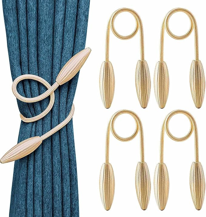 4 Pieces Windows Curtain Tiebacks - Curtains Holder Twist Tieback - Drapery Holdbacks for Office Home Decorative Accessories (Beige)