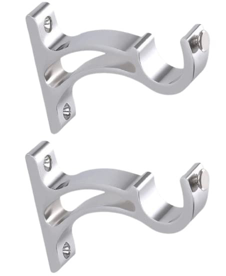 Pack of 2 Curtain Aluminium Brackets Heavy Curtain Accessories 4 Inch for Home Curtain Support Rod Brackets Bedroom Curtain Wall Clamps Holders Hooks Silver Code # 21DG7G6