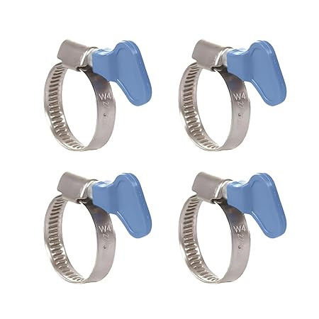 Stainless Steel Hose Clamp 1 Inch Adjustable Pipe Clamp with Key | Heavy Duty Rust Proof Hose Pipe Clip for Water Pipe, Plumbing, Automotive & Mechanical Use (Pack of 4)