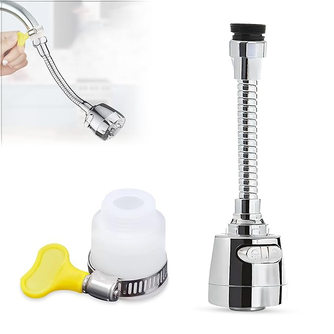 360° Rotate Tap Shower with Universal Tap Connector Combo, 2 Mode Shower (Shower & Bubbler) Sink Drain Extension Tap Connector for Kitchen, Bathroom, & Garden Tool