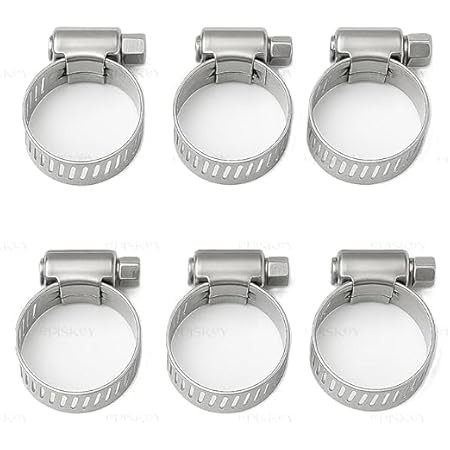Stainless Steel Hose Clamps | Adjustable Worm Drive Pipe Clips | Leak-Proof Gas Stove & Plumbing | Safety Clips (PACK OF 6) (6)