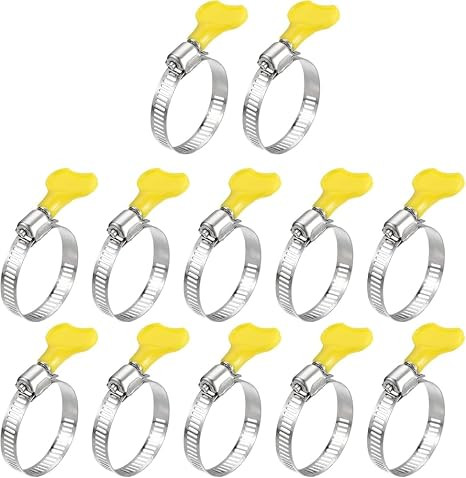 Stainless Steel Hand Adjustable Worm Gear Key Type Hose Clamps. 1.25 Inch Gas Water Tap Garden Pipe Clamp. Clips for Plumbing Mechanical & Multi Uses (Pack Of 12, 1.25 Inch)