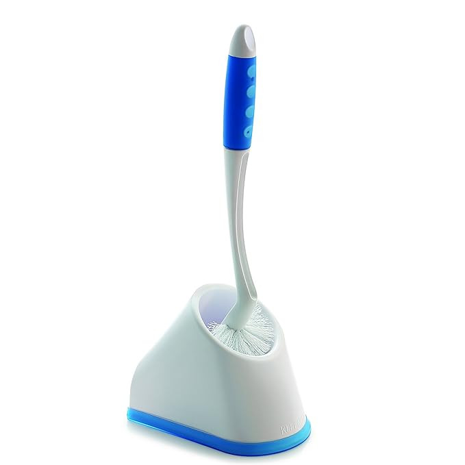 Toilet Brush with Holder Pack of 1, Blue & White |Flexible Bristles & Rubberised Firm Grip Plastic Sturdy Handle |Toilet Cleaning Brush for Western & Indian Toilet Bathroom Brush