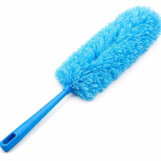 Microfiber Duster with Long Handle | Extendable Cleaning Brush for Home & Car | Soft Washable Dust Cleaner for Fans, Ceilings, Walls, Furniture & Beds (Blue)