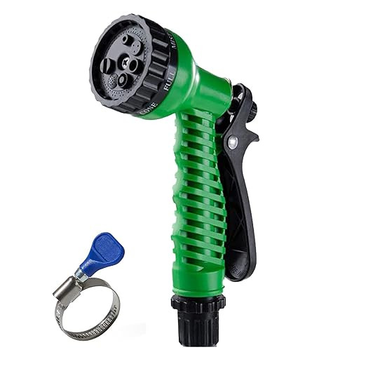 Cinagro 7 Mode High Pressure Water Spray Gun with 1 Clamp, Green | 360Degree Adjustable Valve Multi-Pattern Spray For Garden Watering, Washing