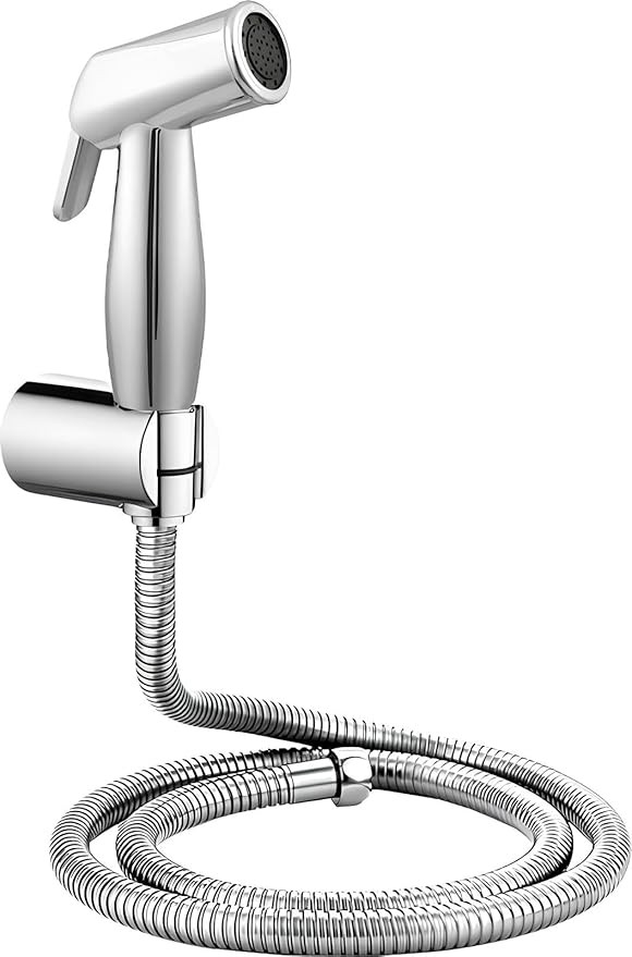 Health Faucet with Ss-304 Grade 1 Mtr Flexible Tube and Wall Hook, Jet Spray for Toilet, Faucet for Toilet, Toilet Bidet Sprayer Set, Health Faucet Set for Bathroom, Chrome Finish