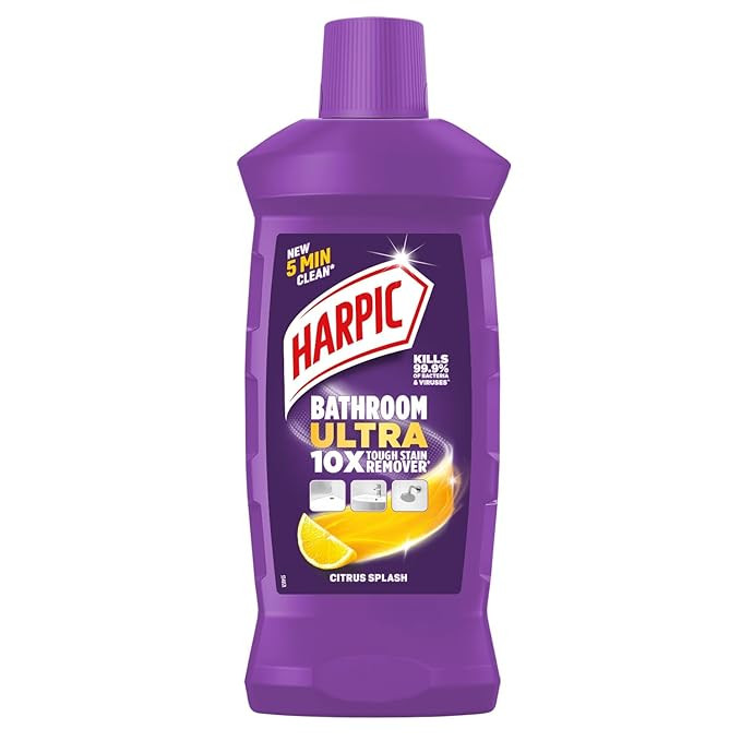 Harpic Bathroom Cleaner Ultra | Citrus Splash | 1L | 10X Tough Stain Remover | Instantly Removes, Hard Water, Rust & Limescale Stains | Multi Surface Cleaner - Floors, Basin, Tiles