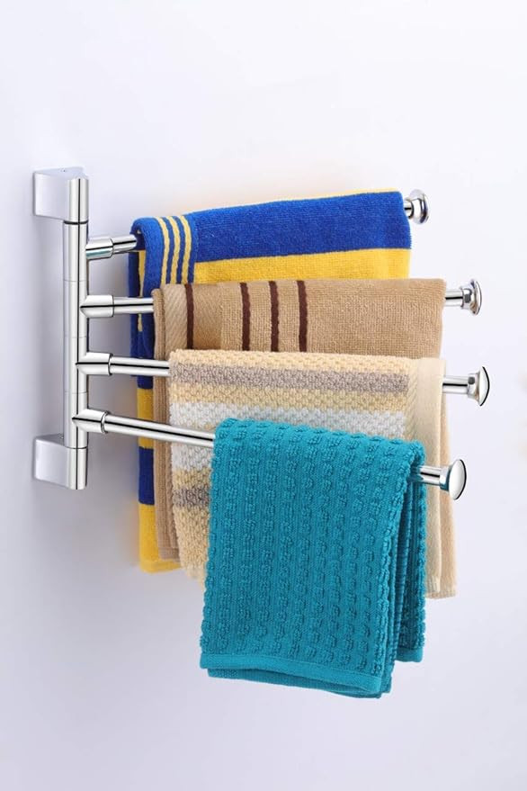 Stainless Steel 4 Bar Swing Hanger Towel Rack for Bathroom Towel Holder for Kitchen Towel Hanger Stand for Wash Basin