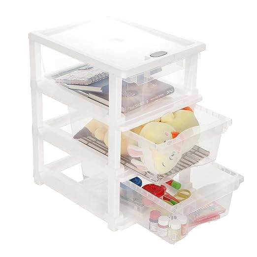 Cutting Edge Essentials Multipurpose Modular 3 Layer Plastic Drawer Storage Organizer Chest for Home,Kitchen,Office,School,Beauty Salon,Hospitals (Transparent, Small)